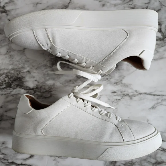 Zara White Monochrome Casual Lace-Up Sneakers, EU Size 40=US Size 10 - Picture 9 of 16